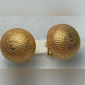 Vintage Gold Mesh Dome Cufflinks | Mid Century